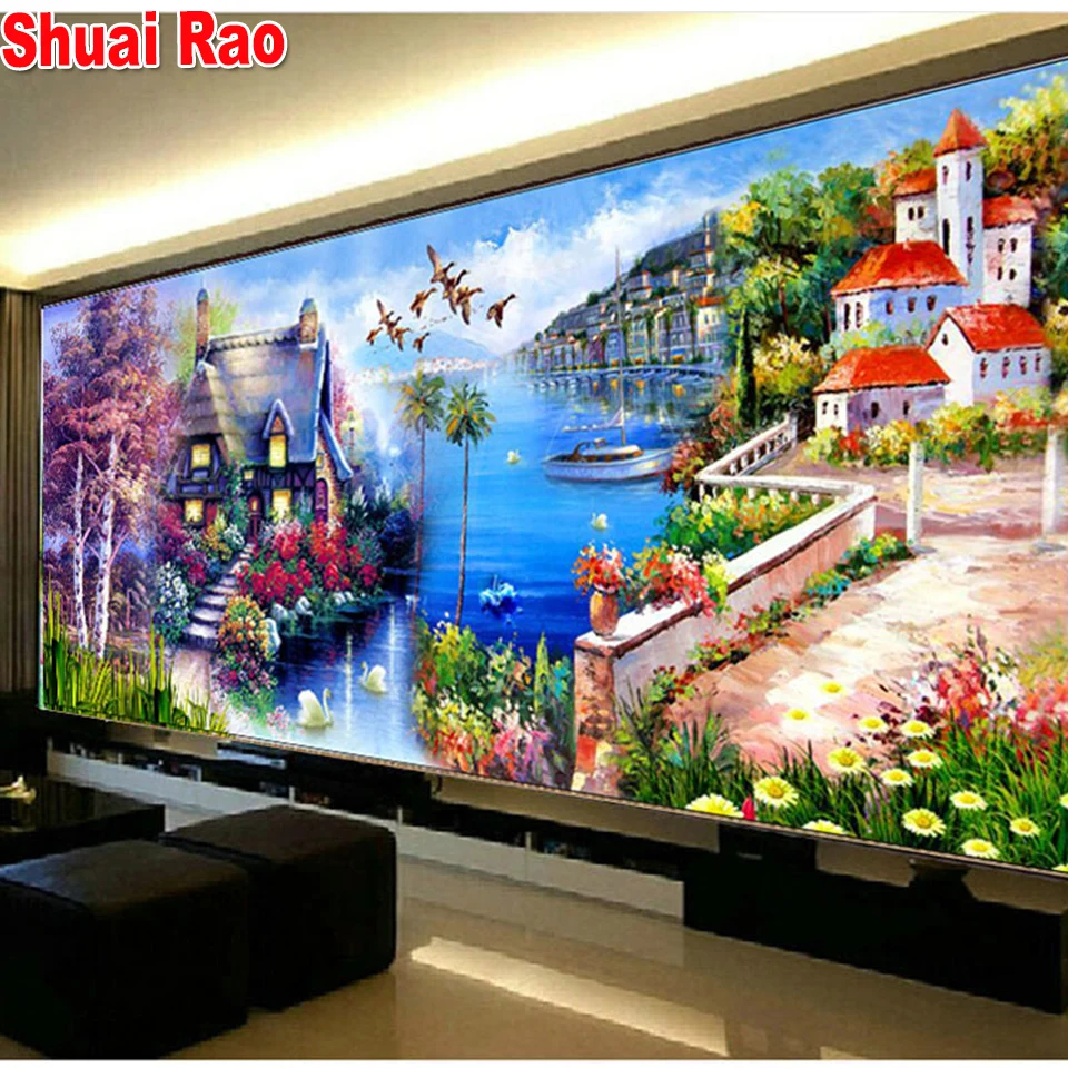 

handmade Diamond Embroidery Round drill Romantic Italy city landscape Full rhinestone 5D diy Diamond painting cross stitch,art