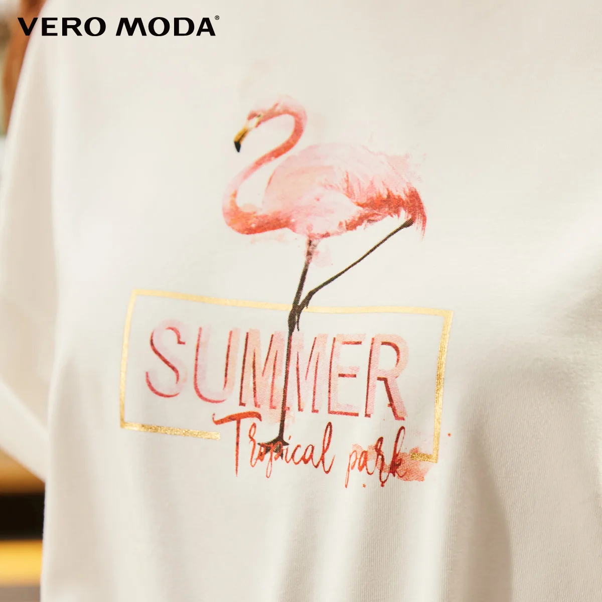 Vero Moda женская футболка с принтом Фламинго с открытыми плечами | 319101535