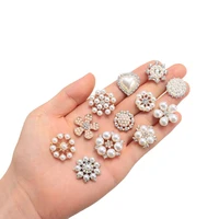 5pcs flower rhinestone pearl buttons sparkling crystal headwear accessories hairpins decoration diy craft clothes sewing tools