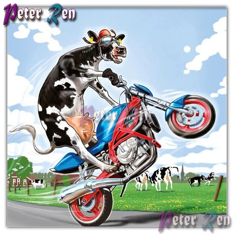 

5d Animal cartoon cow motorcycle Diamond embroider Square Round Diamond Painting Diy Diamond Mosaic cross stitch Children gift