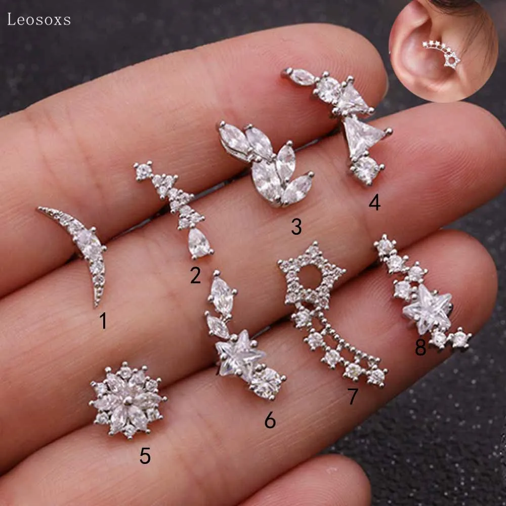 

Leosoxs 2pcs New Stainless Steel Five-pointed Star Flower Earrings Exquisite Piercing Jewelry