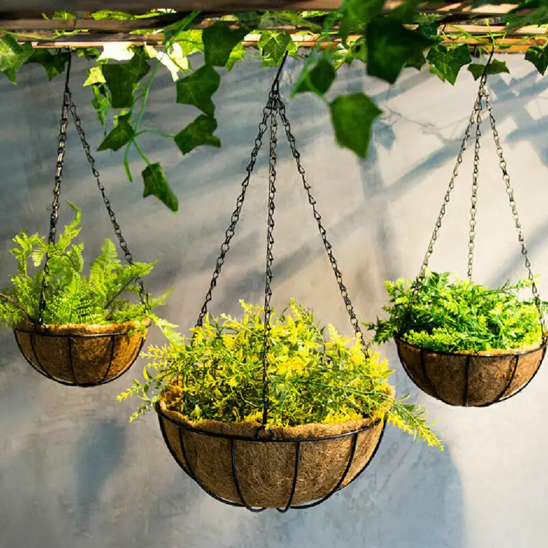 Hanging Coconut Vegetable Flower Pot Basket Liners Planter Garden Decor Iron Art | Baskets