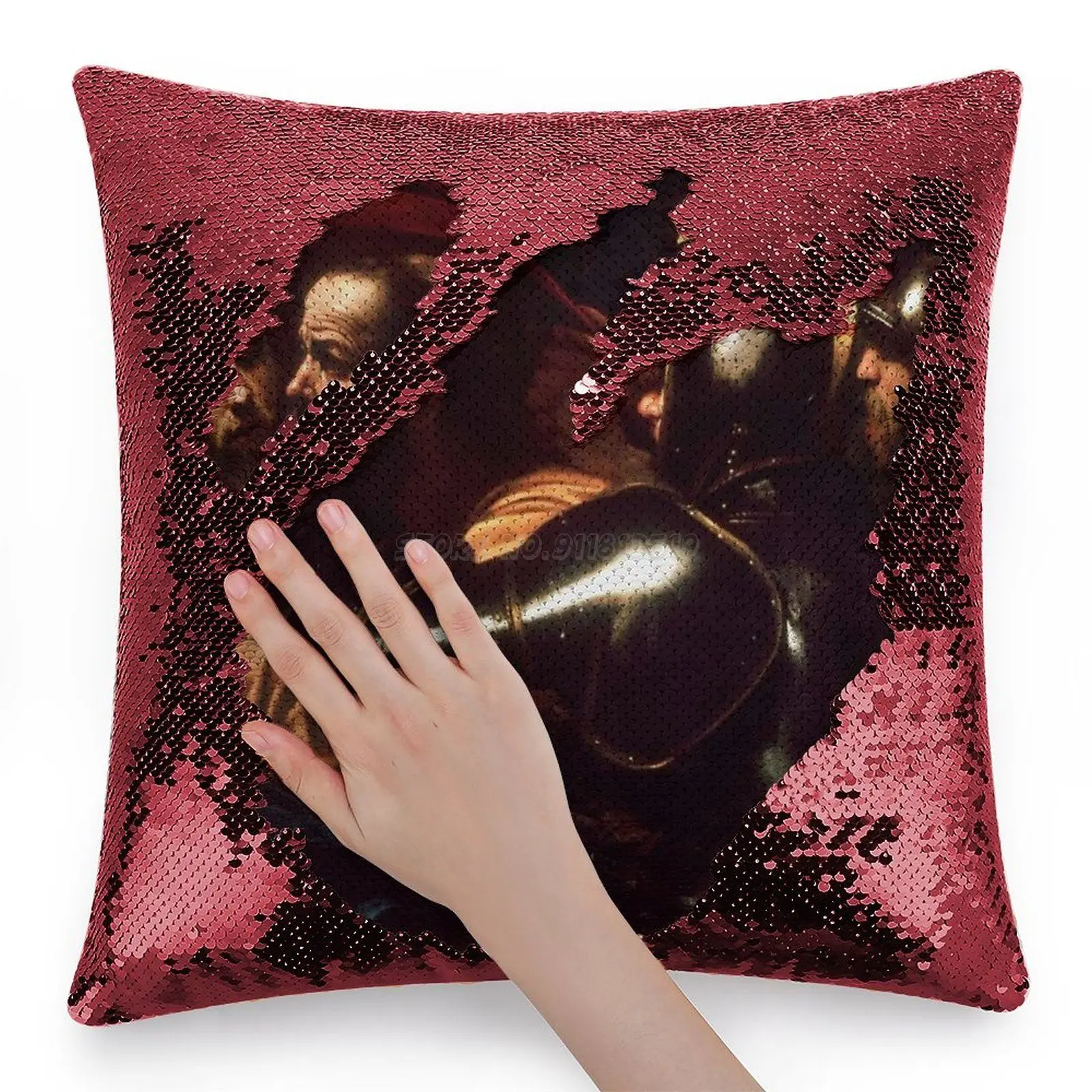 Easter : The Taking of Christ by Caravaggio Sequin Pillowcase Glitter Throw Pillow for Party Cafe Home Sofa Pascha Pascoa |