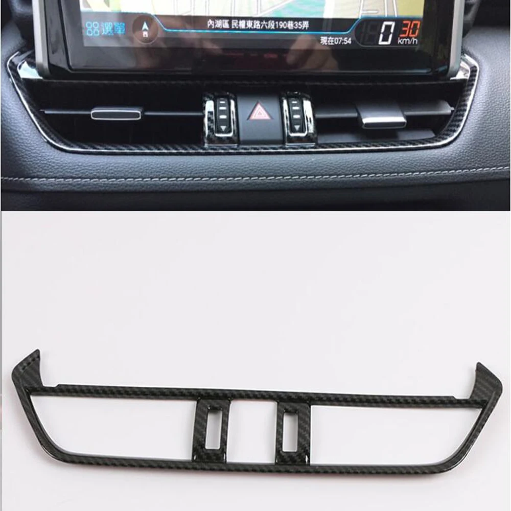 

For Toyota RAV4 RAV 4 2019 2020 2021 Interior Accessories Carbon Fiber Center Dashboard Air Condition Air Vent Outlet Cover Trim