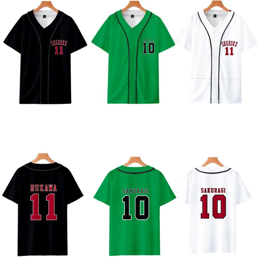 Anime SLAM DUNK 3D Print Baseball T Shirt Women Men Shohoku High School Streetwear Hip Hop Short Sleeve Baseball Jersey Jacket