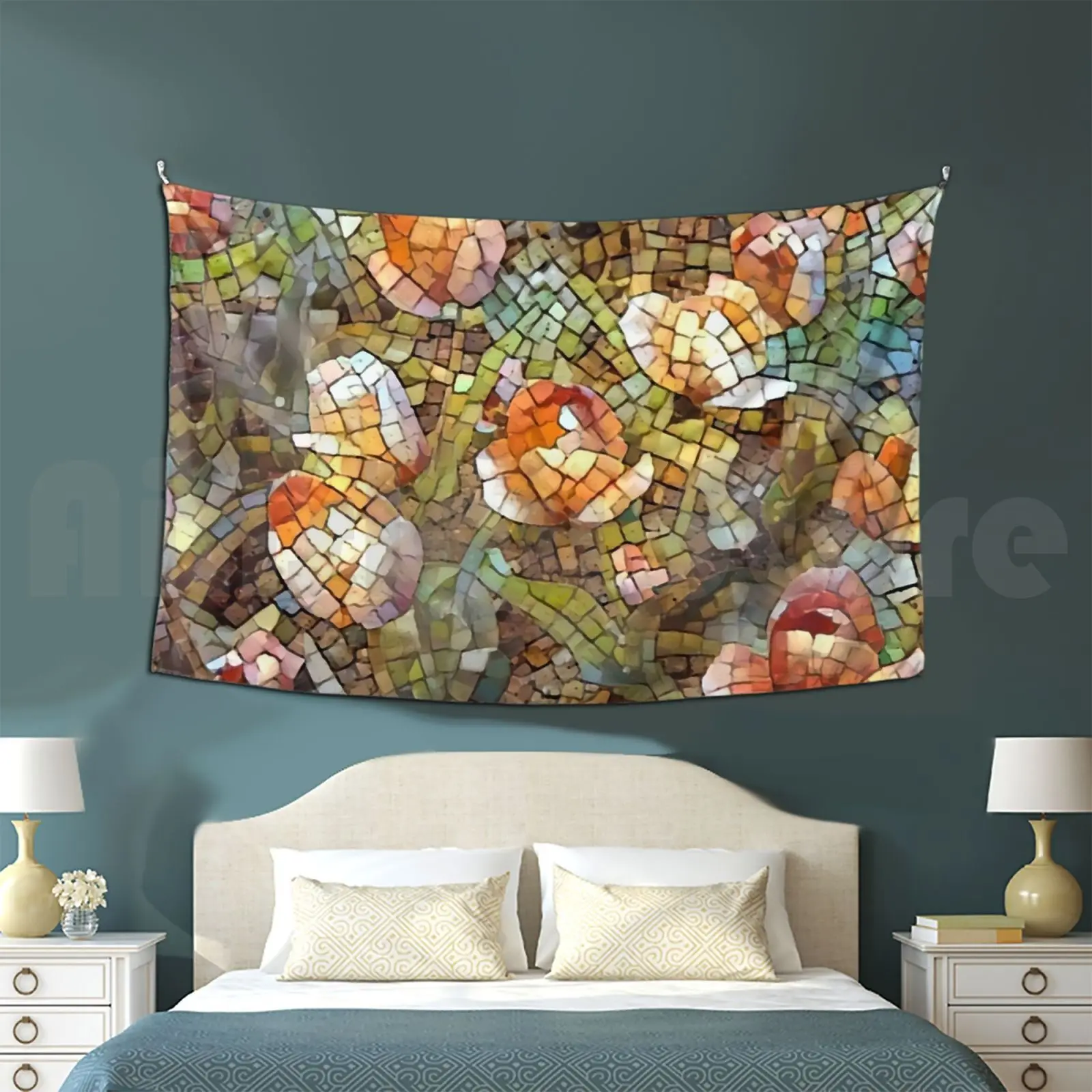 

«Кровать мозаичных тюльпанов»-цифровой художественный гобелен для гостиной, спальни, художественное графическое искусство, визионная худ...