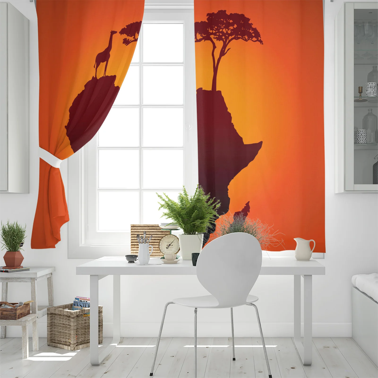 Map Animal Giraffe Tree Curtains for Living Room Bedroom Kitchen Window Treatment Curtain Home Decoration | Дом и сад