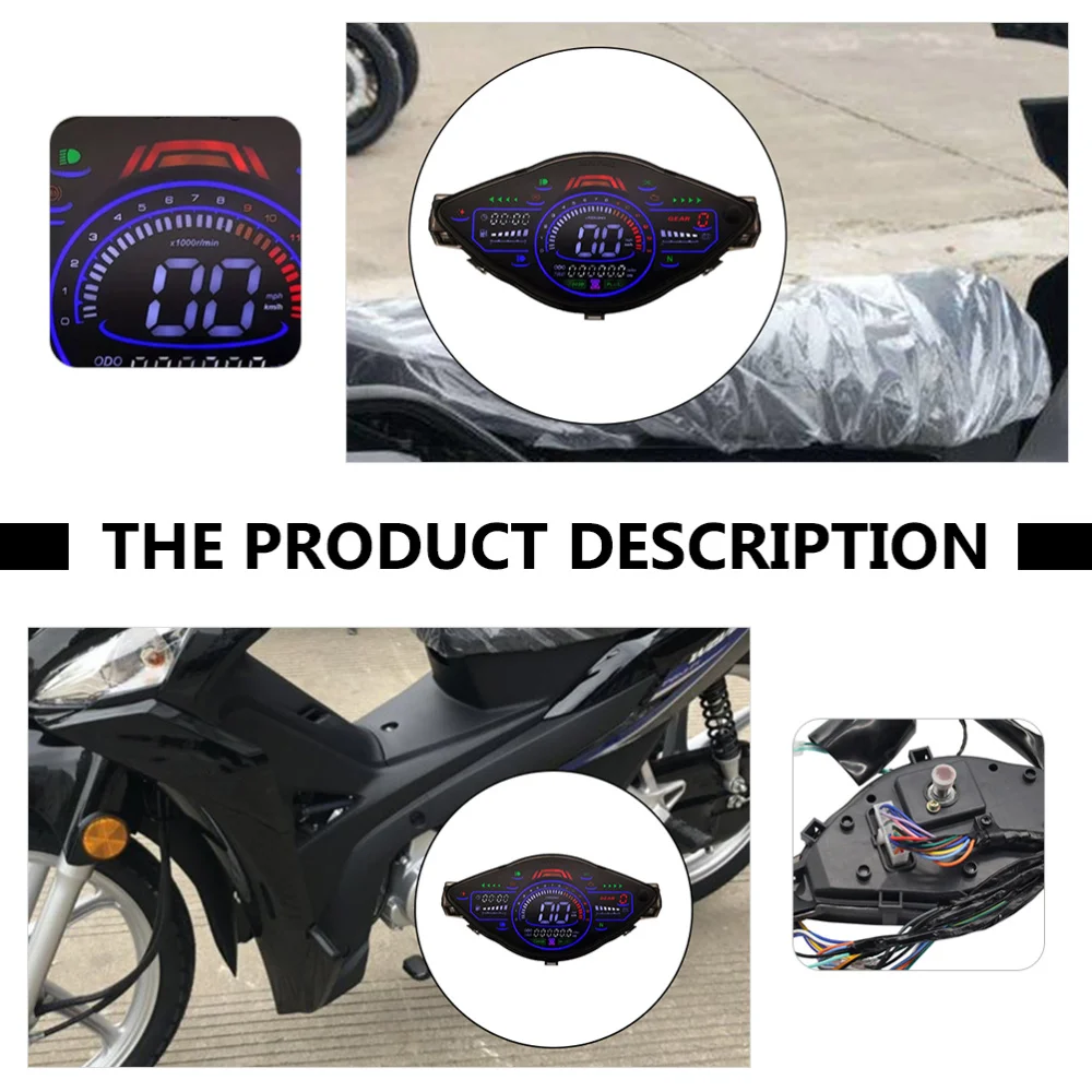 

1Pc Practical Digital LCD Odometer Tachometer Durable Speedometer for Motorcycle