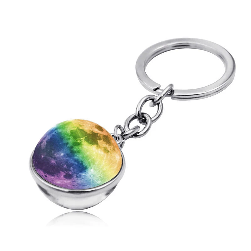Universe Planet Keychain Galaxy Nebula Solar System Moon Earth Double Side Glass Keychains For Women Men Key Chain Car Ring | Украшения и