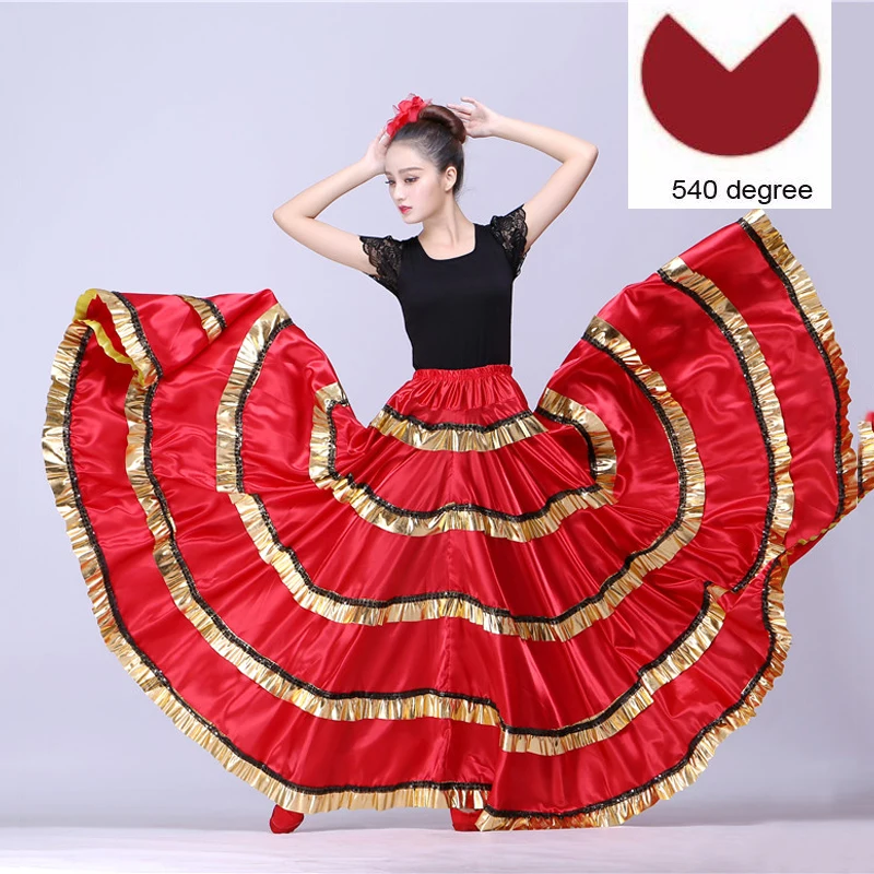 Style2 540 Цыганская женщина испанский Фламенко юбка полиэстер Атлас Гладкие большие качели карнавальные вечерние костюмы для Бальных Танцев Живота - Цвет: Style2 540