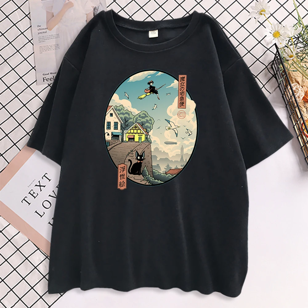Ukiyoe Kiki Служба доставки Футболки с коротким рукавом принтом Женские негабаритные