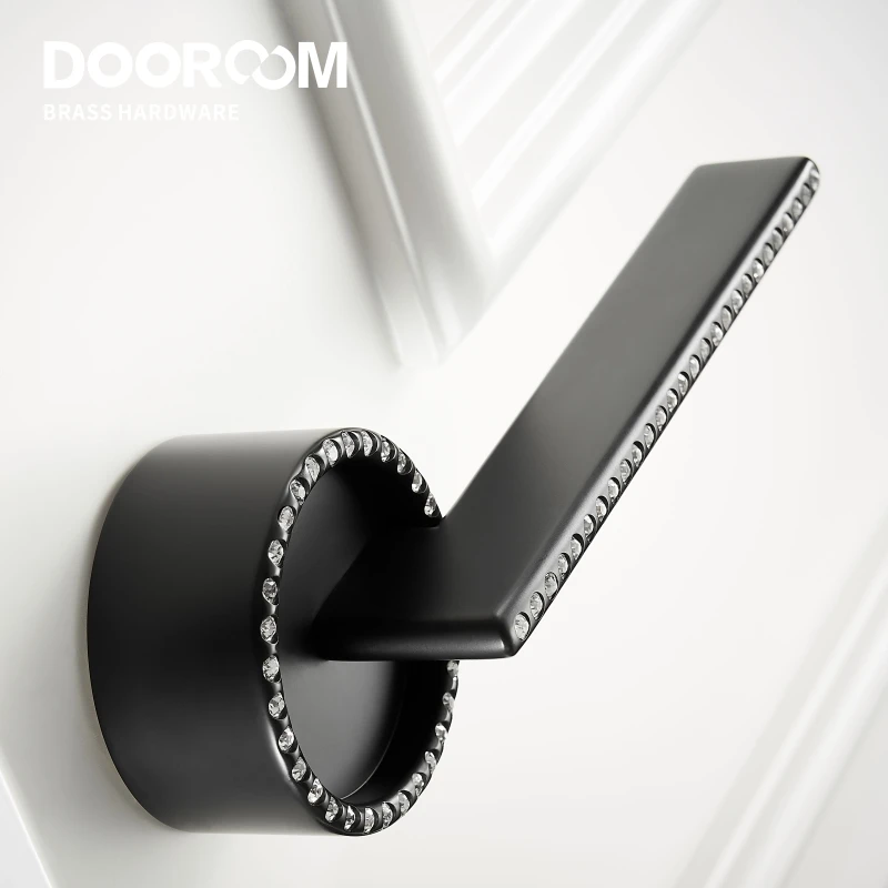 Dooroom латунный дверной замок современный черный PVD золотой с бриллиантом для
