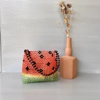 watermelon beaded bag woven handbag acrylic pearl summer busket for women 2020 ladies hand shoulderbag