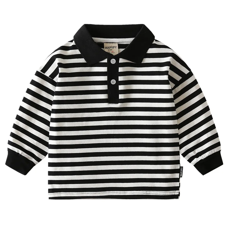 

Fashion Striped Boys Clothes Cotton Tshirt For Toddler Kids Long Sleeve POLO Shirt Children Tops Tees