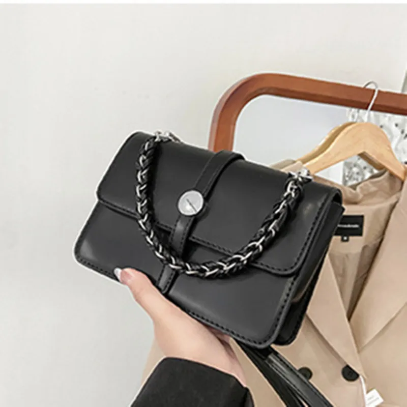 

Pu Leather Women Square Handbag Fashional Large Capacity Hasp Crossbody Bag For Ladies Solid Color Messenger Bag