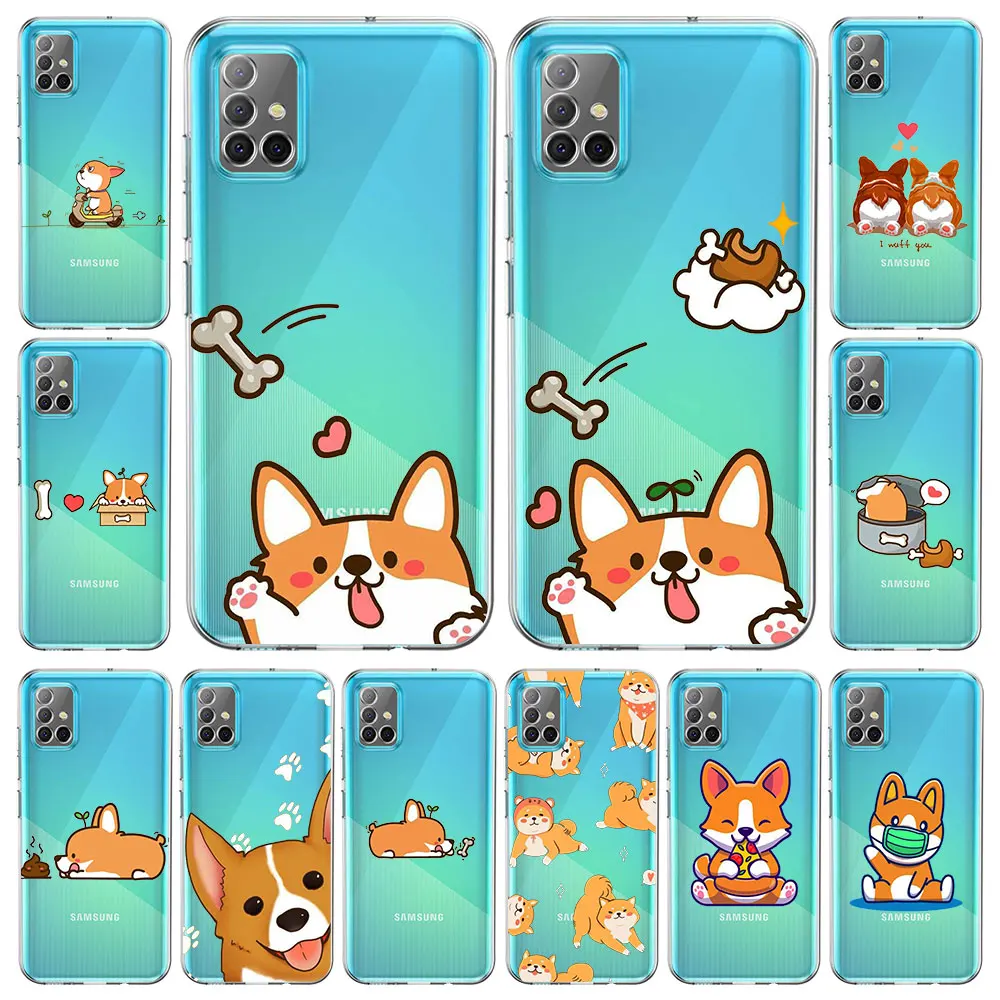 

Cute Dog Cartoon Phone Case Fundas Cover for Samsung Galaxy A51 A71 A41 A31 A21 A11 A01 M31 Shell Transparent Soft TPU Coque Bag
