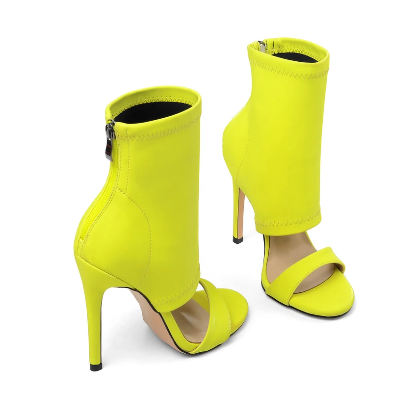 

ENMAYLA Sandals Women PU Solid Fashion Party Zip Gladiator Stretch Fabric Zipper Sexy Super High Thin Heels 2020 Women Shoes