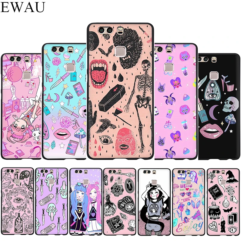 EWAU Girly Pastel Witch Goth силиконовый телефон чехол для Huawei P8 P9 P10 P20 P30 Lite Mini Pro P Smart Z Plus