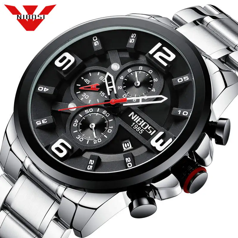 Часы наручные NIBOSI Мужские кварцевые с большим циферблатом роскошные креативные