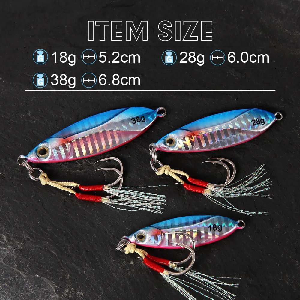 Shore Slow pitch Jig lure kelvar line jig swimbait Metal jigging lure18/28/38g casting fishing Artificial Bait | Спорт и развлечения
