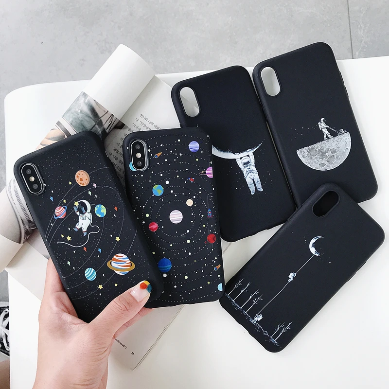 Чехол для iPhone6 iPhone 6S Plus 7 7Plus 8 8Plus X XR XS Max чехол Симпатичные Луна линия рисунком