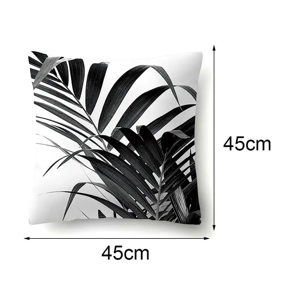 

2021 Nordic Decoration Home Tropical Decoration Cushion Pillow Cover Black White For Home Plant Leaves Pillow Throw Decor Y7K7