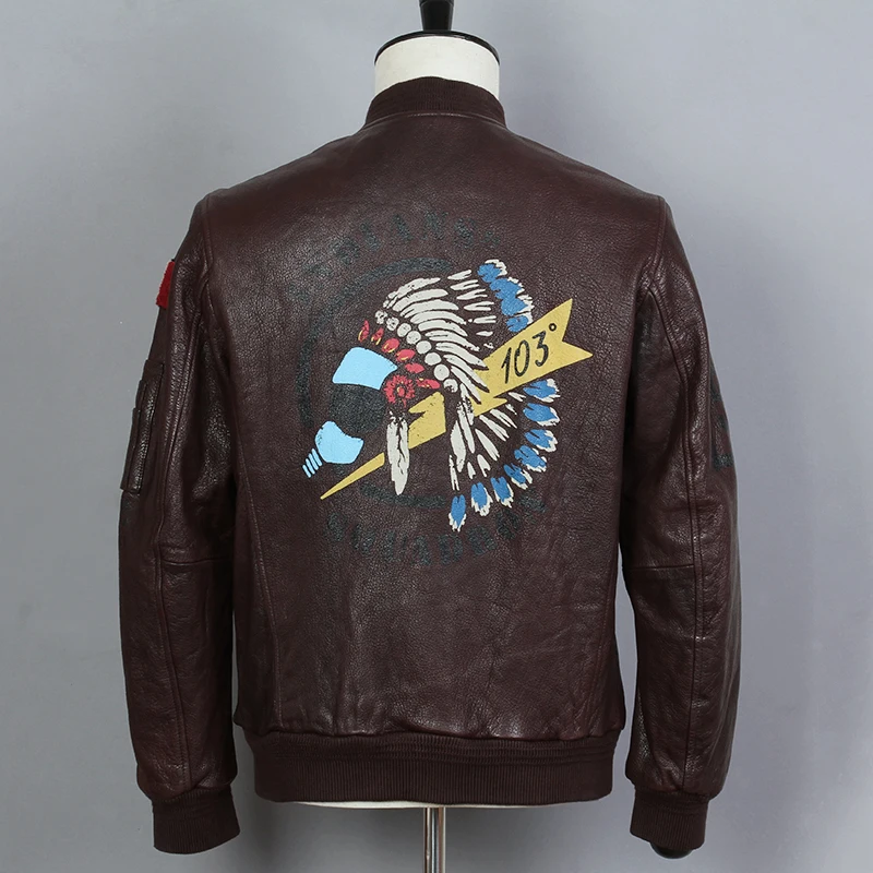 Мода 2020 Натуральная мужская коричневая летная кожаная Тонкая бейсбольная