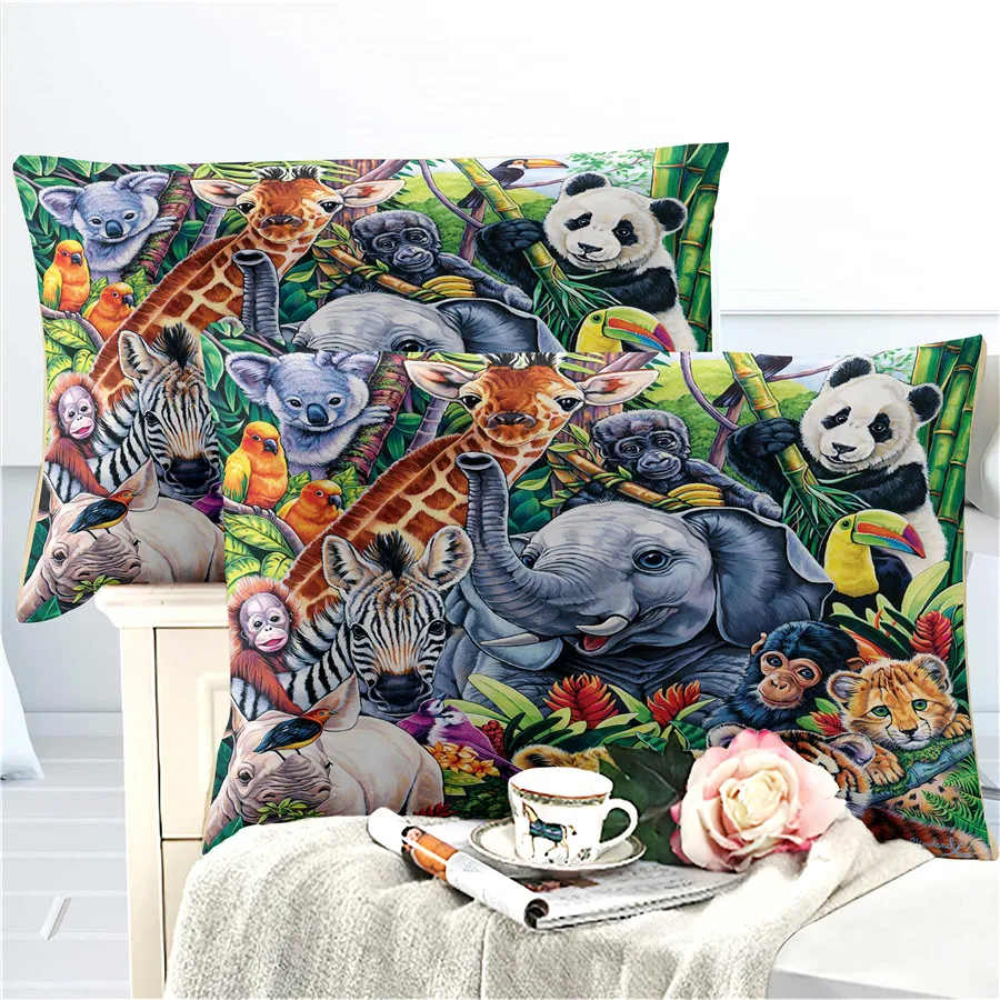 

HELENGILI 3D Bedding Set African Safari Animal Print Duvet Cover Set Lifelike Bedclothes with Pillowcase Bed Set Home Textiles