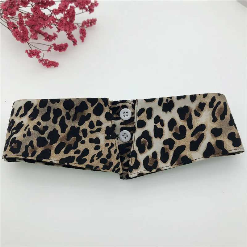 Fake Collar Женский Галстук из шифона и хлопка с леопардовым принтом, джинсовый воротник с пуговицами, искусственный воротник с элегантным съемным воротником, съемный топ с отворотом - Цвет: Fake Collar