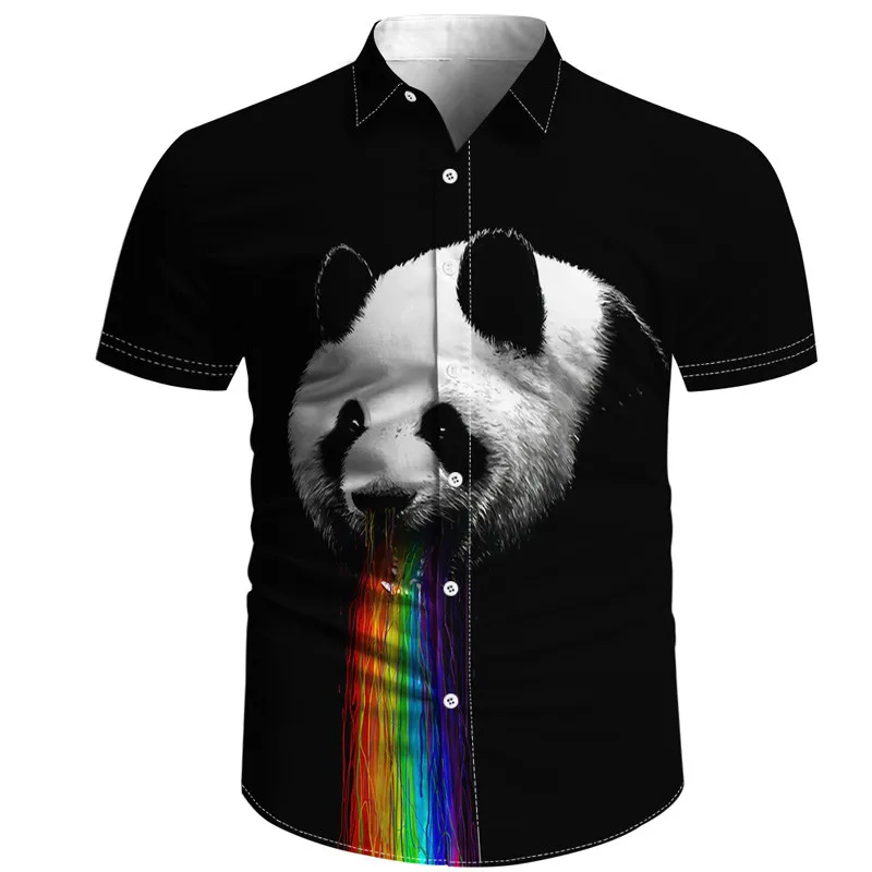 New panda printed men's 3D shirt fine dyed cloth shirt leisure beach Harajuku hip hop shirt 3D printed shirt
