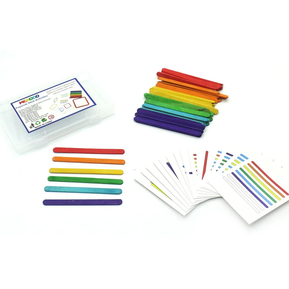 

Montessori Popsicle Stick Patterns Busy Bag Educational Shape Sorting Game Preschool Matching Activity Juguetes L2864H