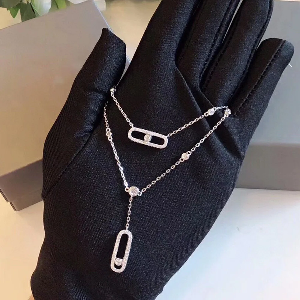 Женское ожерелье из серебра 100% пробы с двухуровневой подвеской | Украшения и