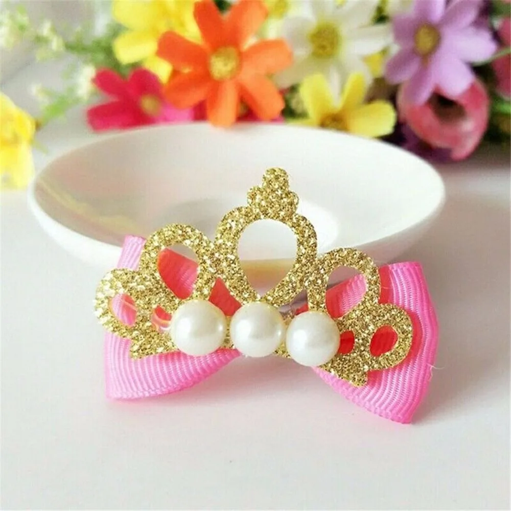 1 шт. новинка заколка для волос с бантом маленьких девочек в форме короны