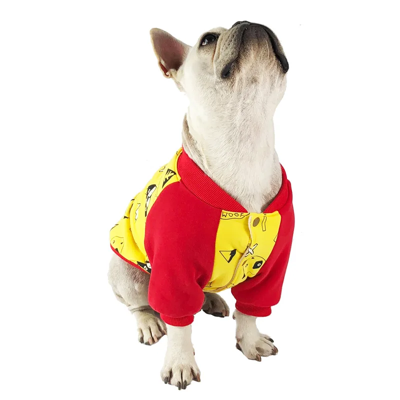 

Pet Supplies Pet Clothes Dog Clothes Autumn And Winter Double Padded Cotton Warm Graffiti Sweater Dog Two-Legged Clothing