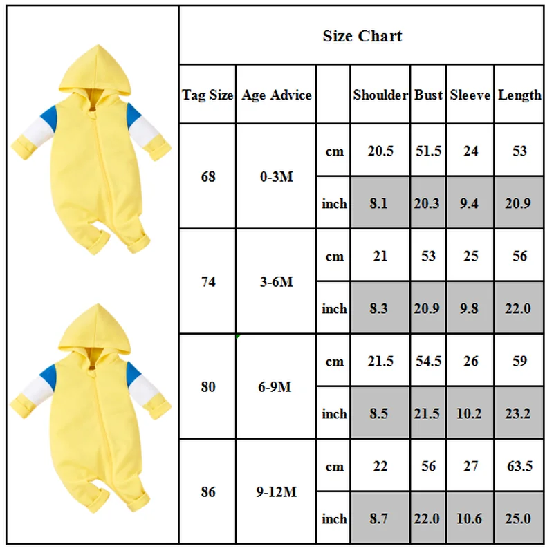 

Baby Boys Girls Hooded Romper Newborn Long Sleeve Bodysuit Color Patchwork Jumpsuit Outfit CN(Origin)