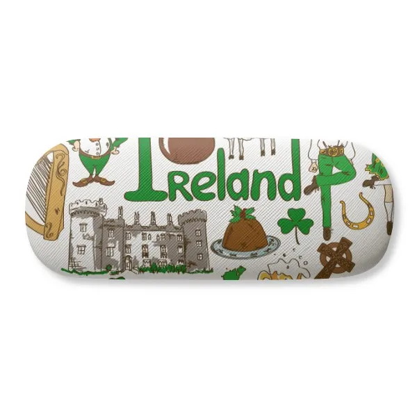 

Ireland Love Heart Landscap National Flag Glasses Case Eyeglasses Clam Shell Holder Storage Box