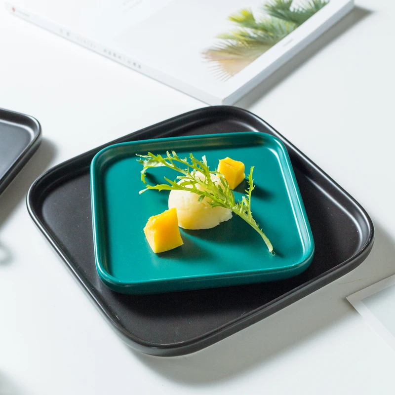 

Tableware Plate Porcelain Dinner Plates Western Food Steak Pizza Noodle Salad Cake Dishes and Plates Sets Square Serving Platter