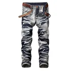 Мужские рваные прямые джинсы, повседневные байкерские брюки в стиле ретро, Мужская Уличная одежда, высококачественные джинсовые брюки для мужчин, 29-42, 2022