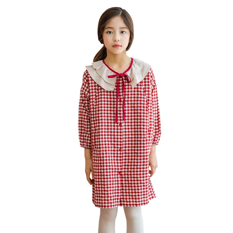 

New 2019 Baby Princess Dress Kids Dresses for Girls Long Sleeve Dress Children Plaid Dress Bow Toddler Autumn Clothes,#5315