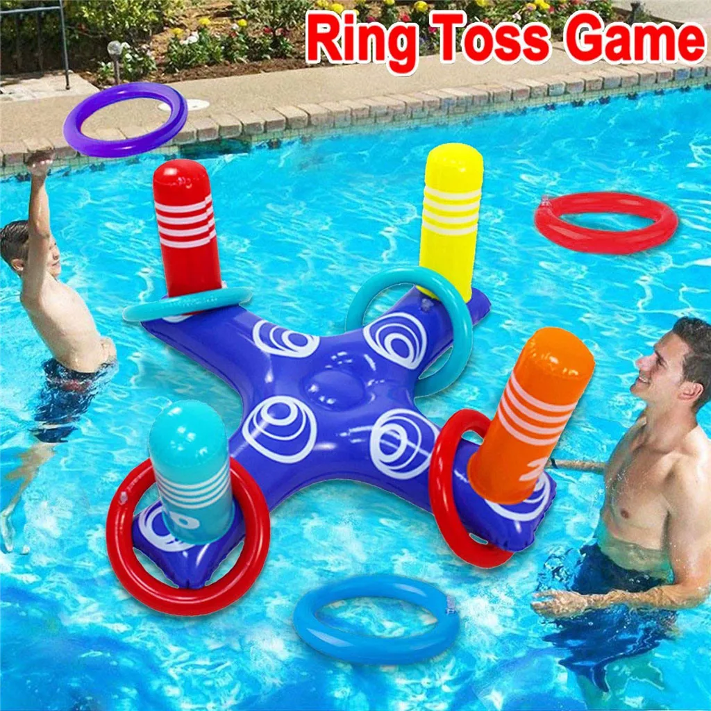 

Inflatable Ring Toss Pool Game Toys Floating Swimming Pool Ring with 4 Pcs Rings Swimming Pool toy set