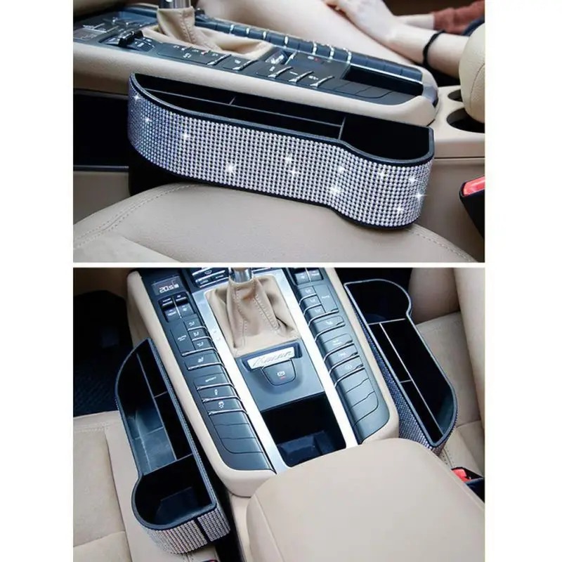

Car Right Side Seat Gap Storage Box Pocket Organizer Deep Grooves Phone Holder Diamond inlaid Stowing Tidying Car Accessories
