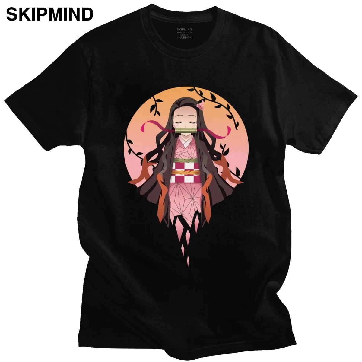 

Модная футболка Kimetsu Neko Yaiba Nezuko для мужчин, футболка с коротким рукавом и принтом с рассекающим демонов Аниме Манга, топы, футболка с круглым ...