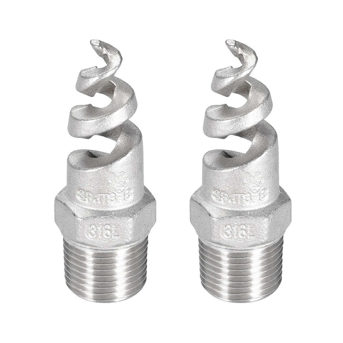 

uxcell Spiral Cone Atomization Nozzle, 3/8BSPT 316 Stainless Steel Sprinkler, 2 Pcs (Silver Tone)