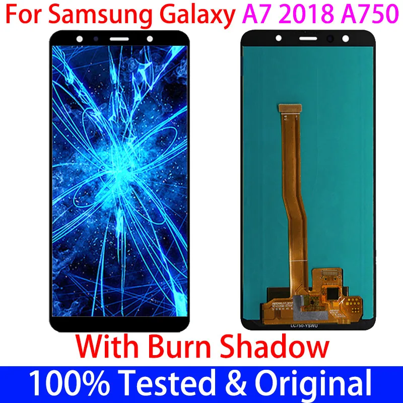 

Оригинальный дисплей с ожоговым тенем для Samsung Galaxy A7 2018 LCD SM-A750F A750 дисплей с рамкой сенсорный экран дигитайзер Замена