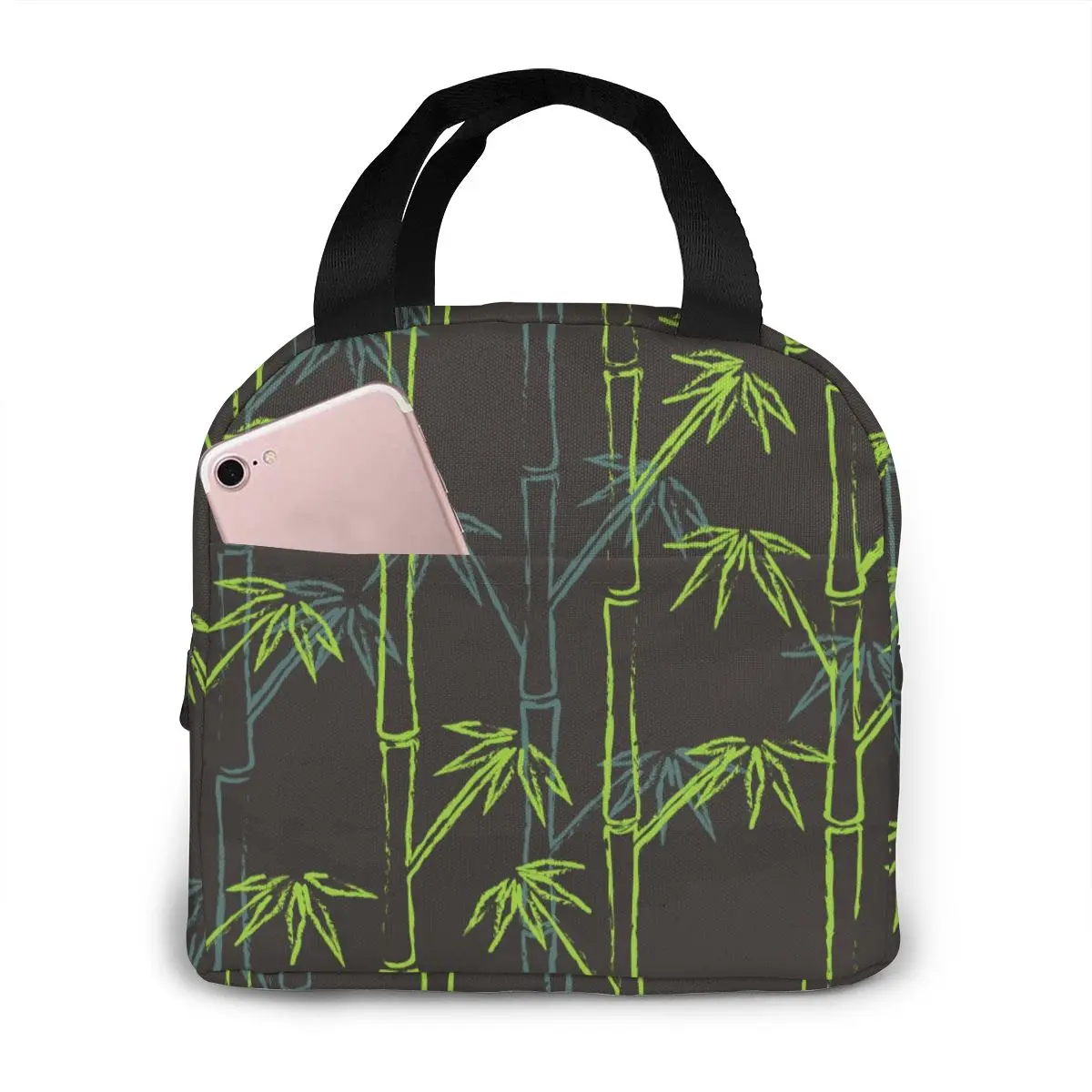 

Portable Lunch Bag Bamboo Plant Leaf Thermal Insulated Lunch Box Tote Cooler Bag Bento Pouch Lunch Container Food Storage Bag