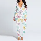 Женская пижама на пуговицах, с принтом бабочек, комбинезон для взрослых, цельный, сексуальный