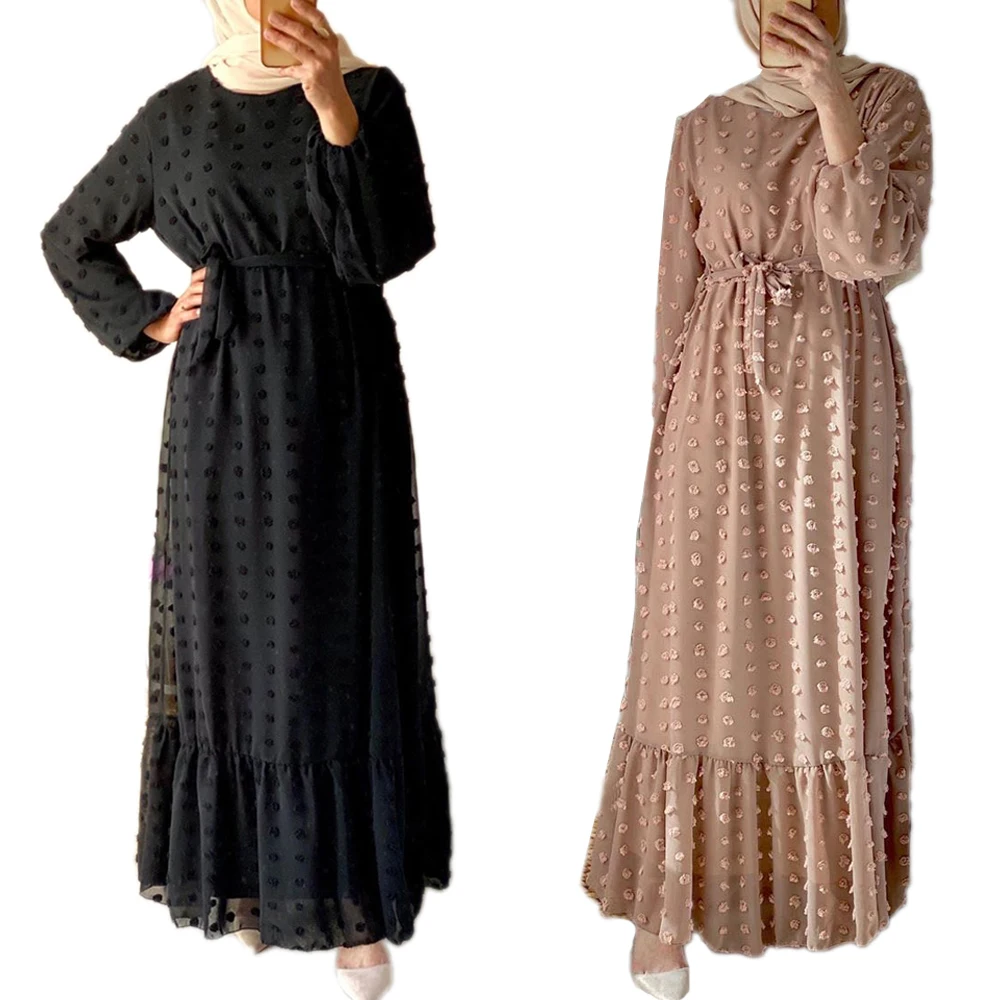 Рамадан Abaya Дубай с оборками Длинная фототкань женский турецкий Кафтан Вечернее платье Jilbab Исламская одежда Коктейльные халаты Caftan