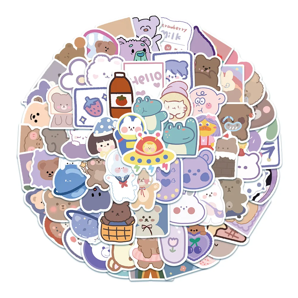 

10/30/50PCS Cute Stickers Small Fresh Cartoon Cute Girl Heart Diary Phone Notes Car Helmet Decoration Stickers Wholesale