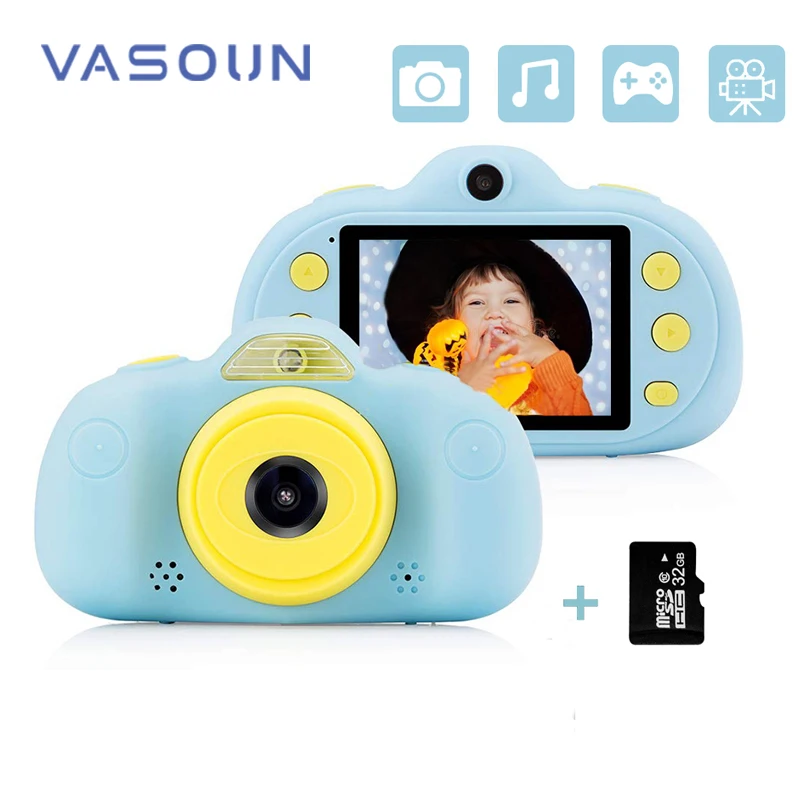 

Детская камера VASOUN, цифровая камера, игрушки для детей, мини-камера 8 Мп 2,4 дюйма, перезаряжаемая ударопрочная видеокамера, видеокамеры