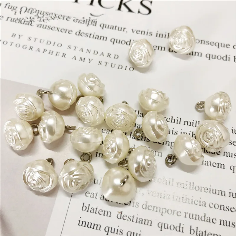 10 шт. 11 мм ABS искусственный жемчуг цветок розы кнопки для одежды DIY ремесло волос